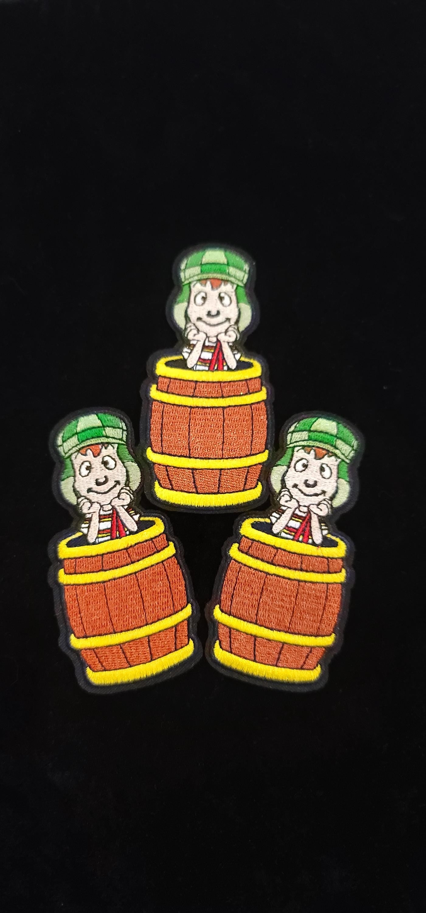 Kid in Barrel Patch – Inspired Cartoon Embroidered Patch | Iron-On or Sew-On | Classic Throwback Vibes