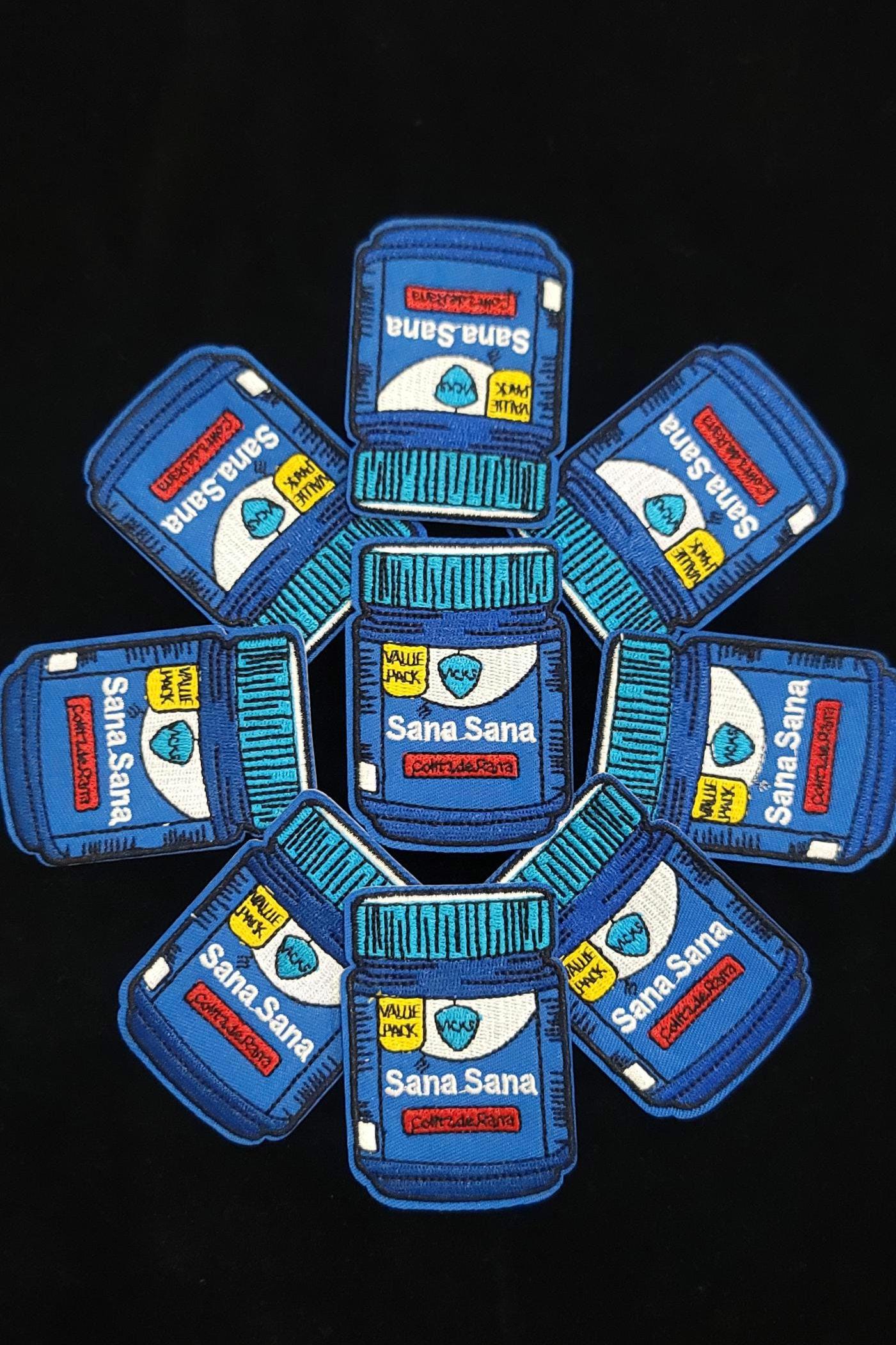 Sana Sana Patch – Funny Latinx Iron-On/Sew-On Patch | Vapor Rub Jar Embroidered Patch | Childhood Healing Vibes