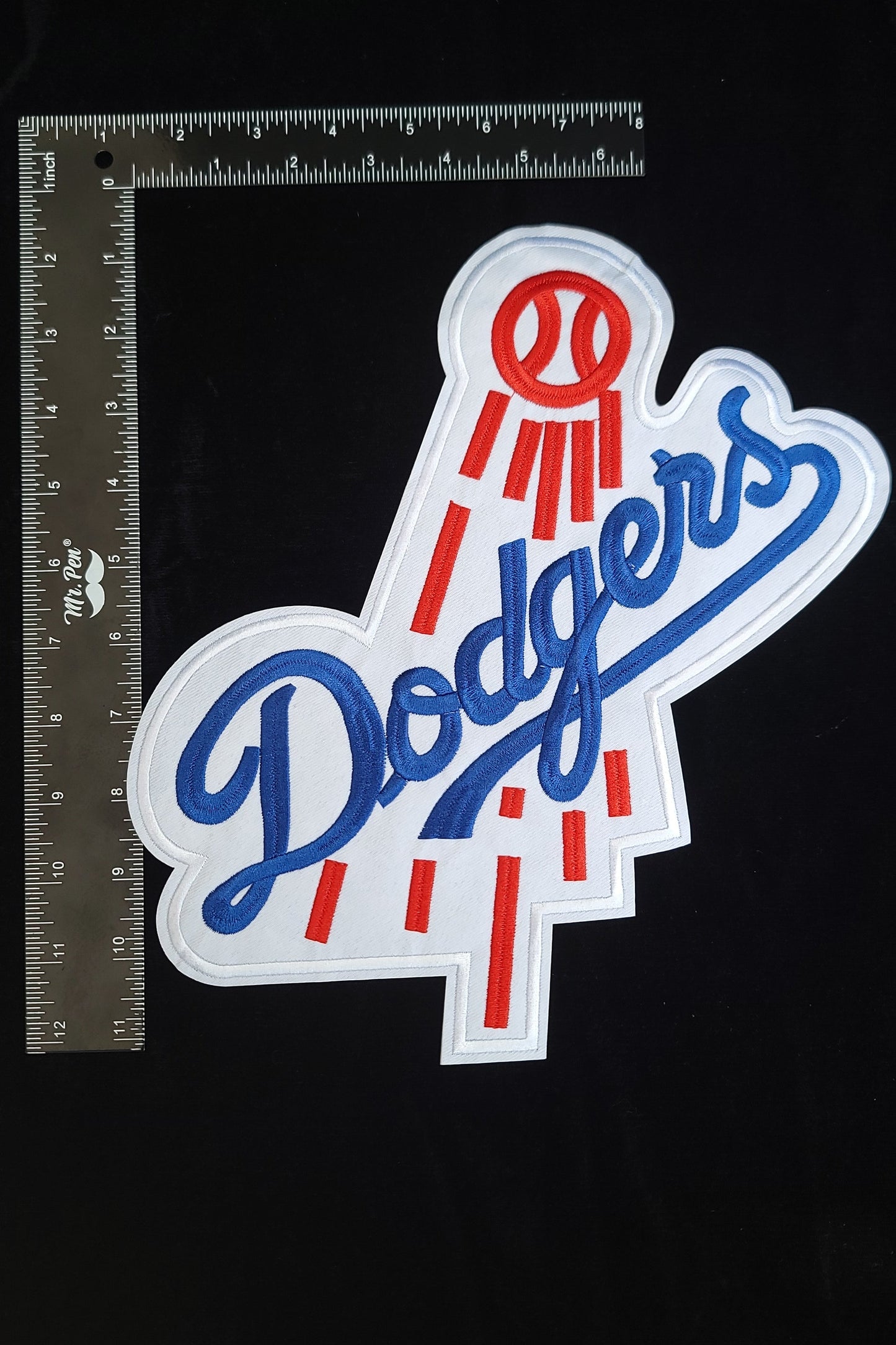 Large Retro LA Baseball Logo Patch – Embroidered Iron-On/Sew-On Applique (Approx. 11”)