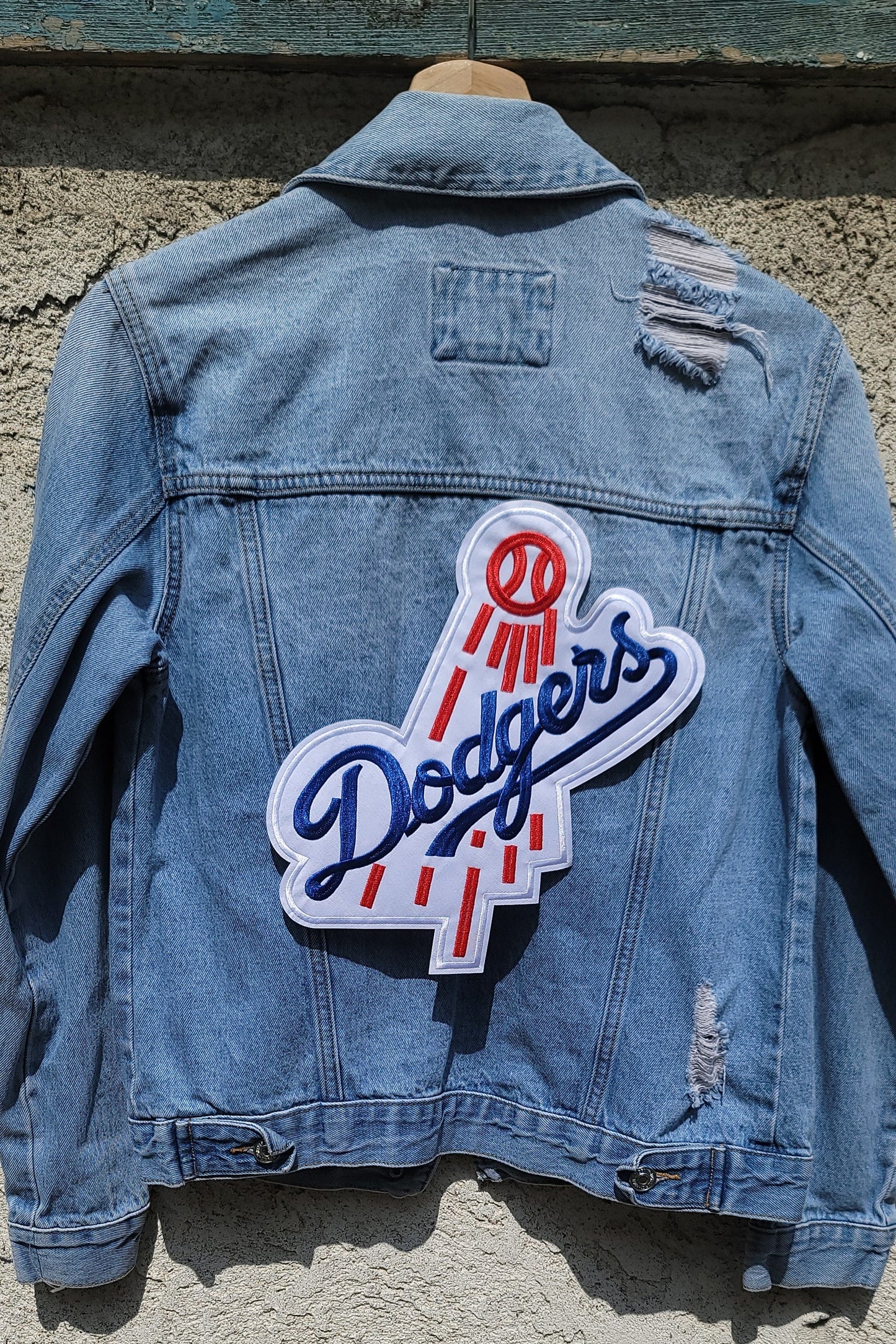 Large Retro LA Baseball Logo Patch – Embroidered Iron-On/Sew-On Applique (Approx. 11”)