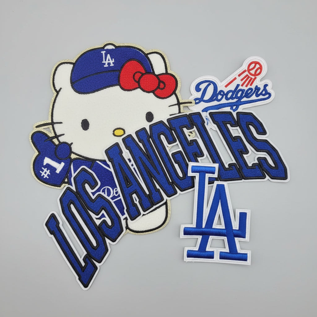 4 Piece Blue Baseball Fan Inspired Patch Set | Large Embroidered Iron On Applique Bundle | Jacket Backpack Hat Patch Set
