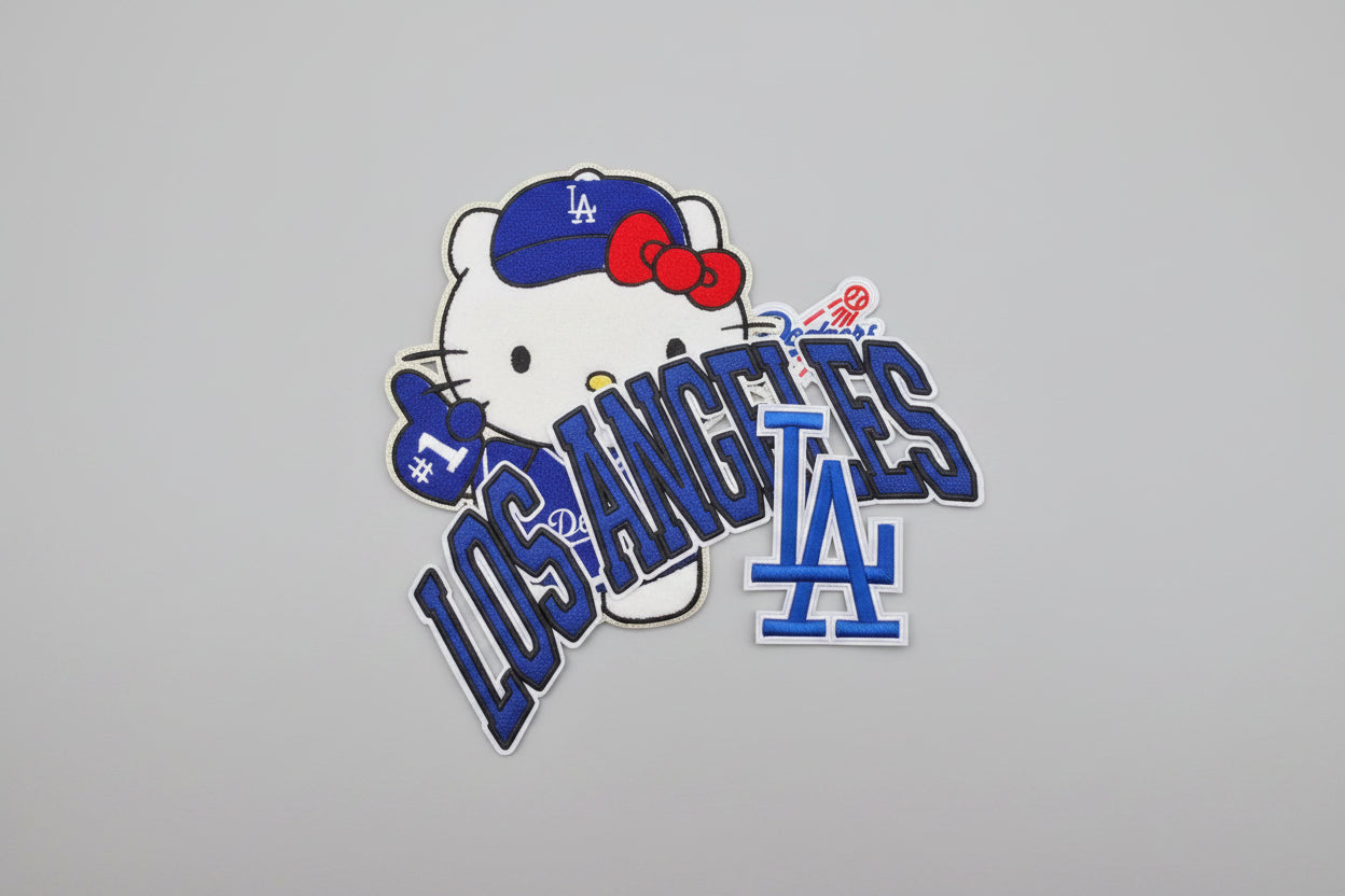 4 Piece Blue Baseball Fan Inspired Patch Set | Large Embroidered Iron On Applique Bundle | Jacket Backpack Hat Patch Set