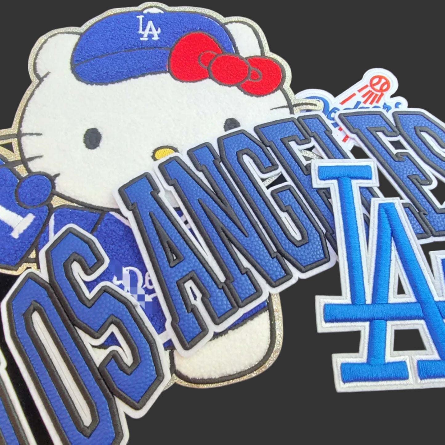 4 Piece Blue Baseball Fan Inspired Patch Set | Large Embroidered Iron On Applique Bundle | Jacket Backpack Hat Patch Set