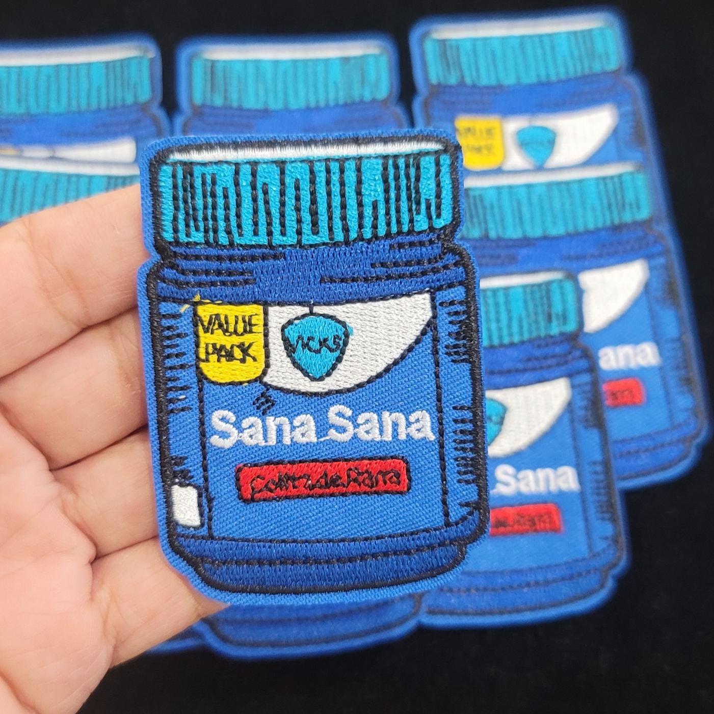 Sana Sana Patch – Funny Latinx Iron-On/Sew-On Patch | Vapor Rub Jar Embroidered Patch | Childhood Healing Vibes