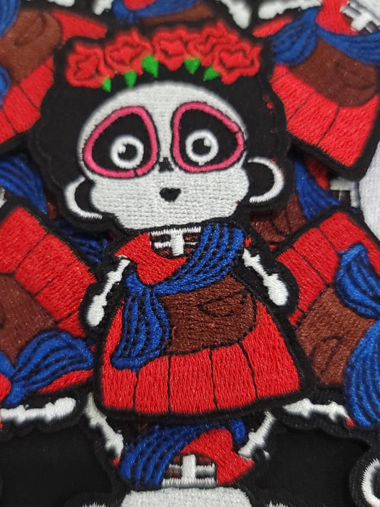 Sugar Skull Girl Patch | Day of the Dead Embroidered Iron On Patch | Dia de los Muertos Patch | Floral Skeleton Patch for Jackets & Bags