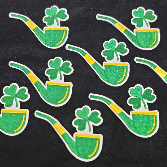 Lucky Shamrock Pipe Patch – Bold & Unique Embroidered Design Iron On