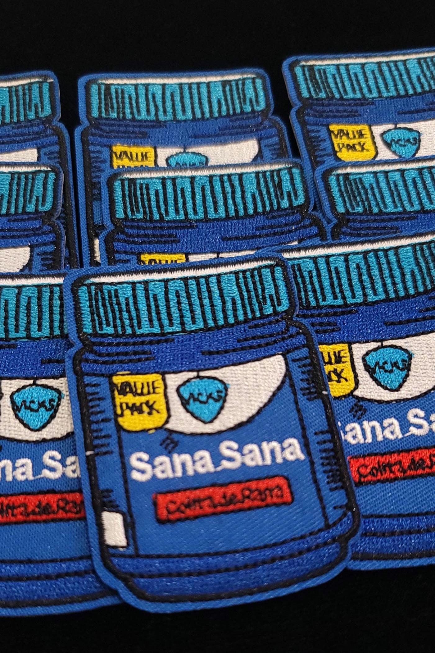 Sana Sana Patch – Funny Latinx Iron-On/Sew-On Patch | Vapor Rub Jar Embroidered Patch | Childhood Healing Vibes