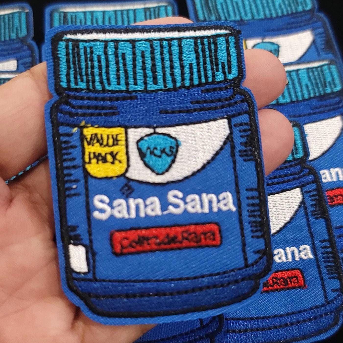 Sana Sana Patch – Funny Latinx Iron-On/Sew-On Patch | Vapor Rub Jar Embroidered Patch | Childhood Healing Vibes
