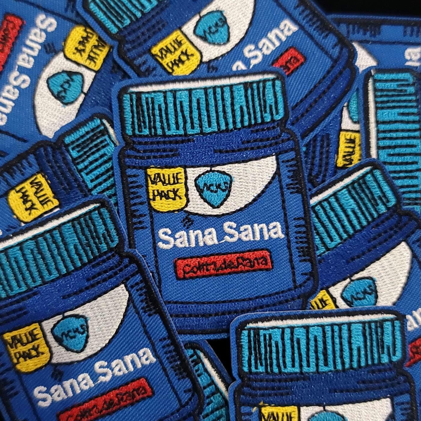 Sana Sana Patch – Funny Latinx Iron-On/Sew-On Patch | Vapor Rub Jar Embroidered Patch | Childhood Healing Vibes