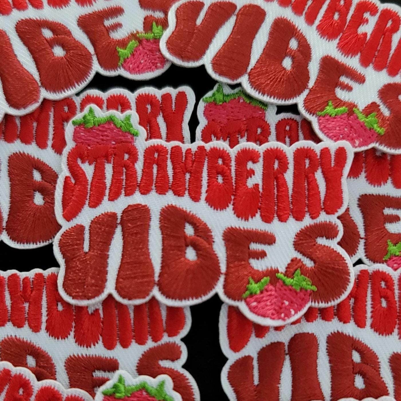 Strawberry Girl - Strawberry Vibes Embroidered Patch Set – Cute Red & Pink Iron-On Patches for Jackets, Bags, and More