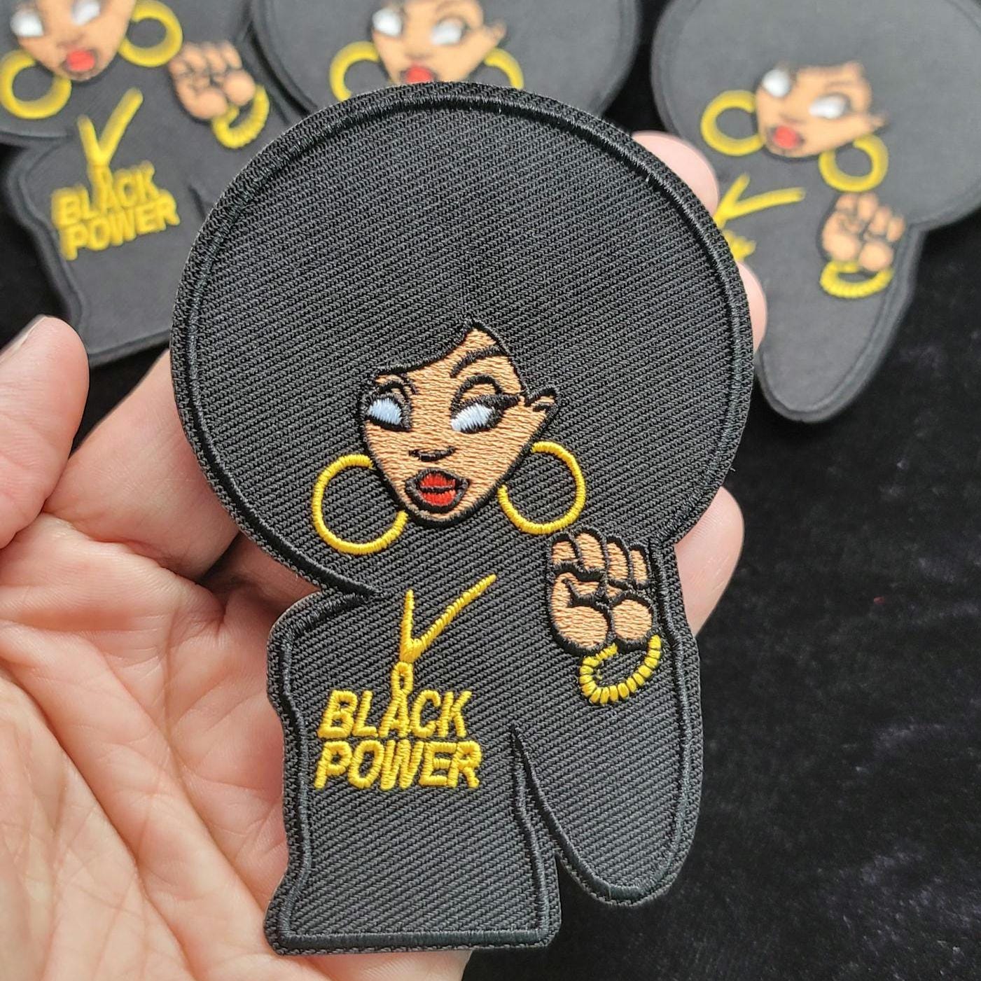 Black Power Afro Fist Women Iron On Patch