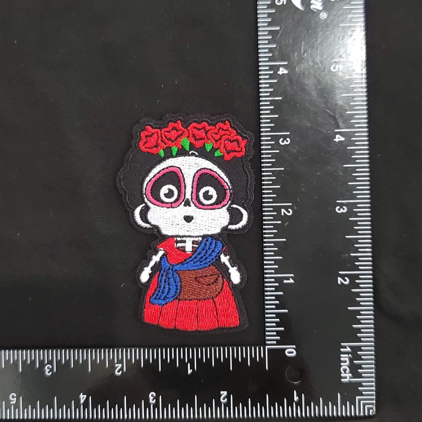 Sugar Skull Girl Patch | Day of the Dead Embroidered Iron On Patch | Dia de los Muertos Patch | Floral Skeleton Patch for Jackets & Bags