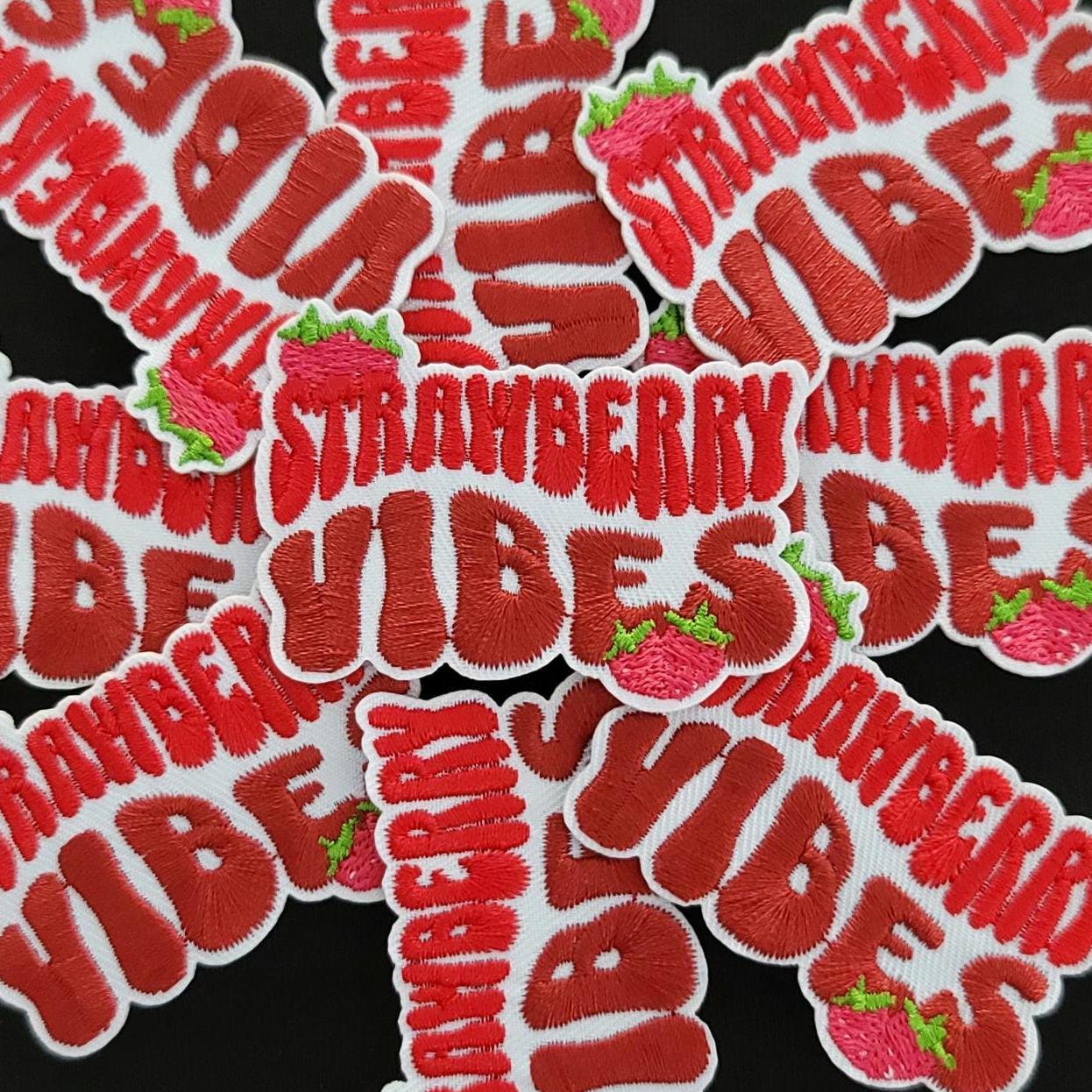 Strawberry Girl - Strawberry Vibes Embroidered Patch Set – Cute Red & Pink Iron-On Patches for Jackets, Bags, and More