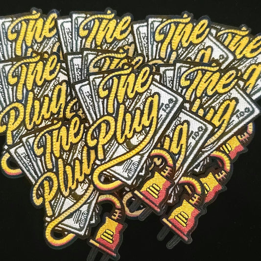 The Plug Patch – Iron-On Hip-Hop Inspired Money & Plug Design, 3.5x3.25 Inch Embroidered Patch