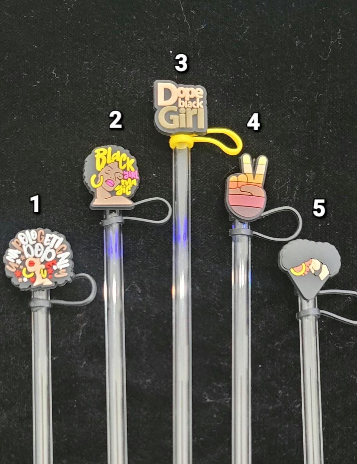 Straw Toppers – Reusable Straws with Afrocentric Designs, Cute & Trendy Drink Accessories