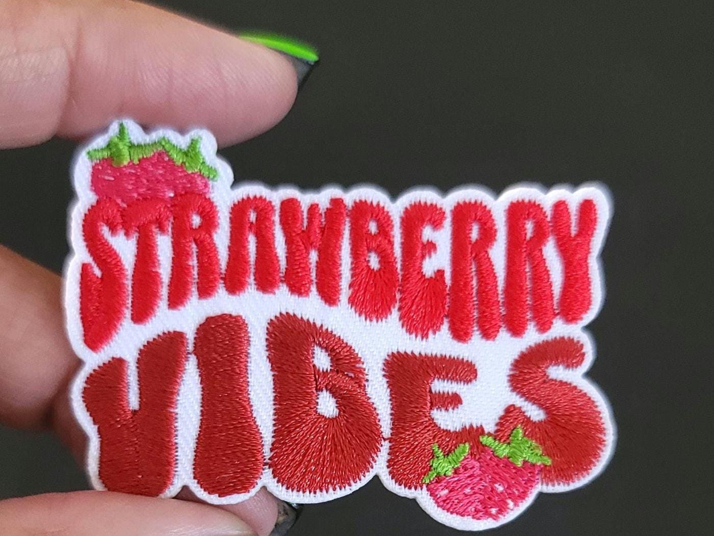 Strawberry Girl - Strawberry Vibes Embroidered Patch Set – Cute Red & Pink Iron-On Patches for Jackets, Bags, and More