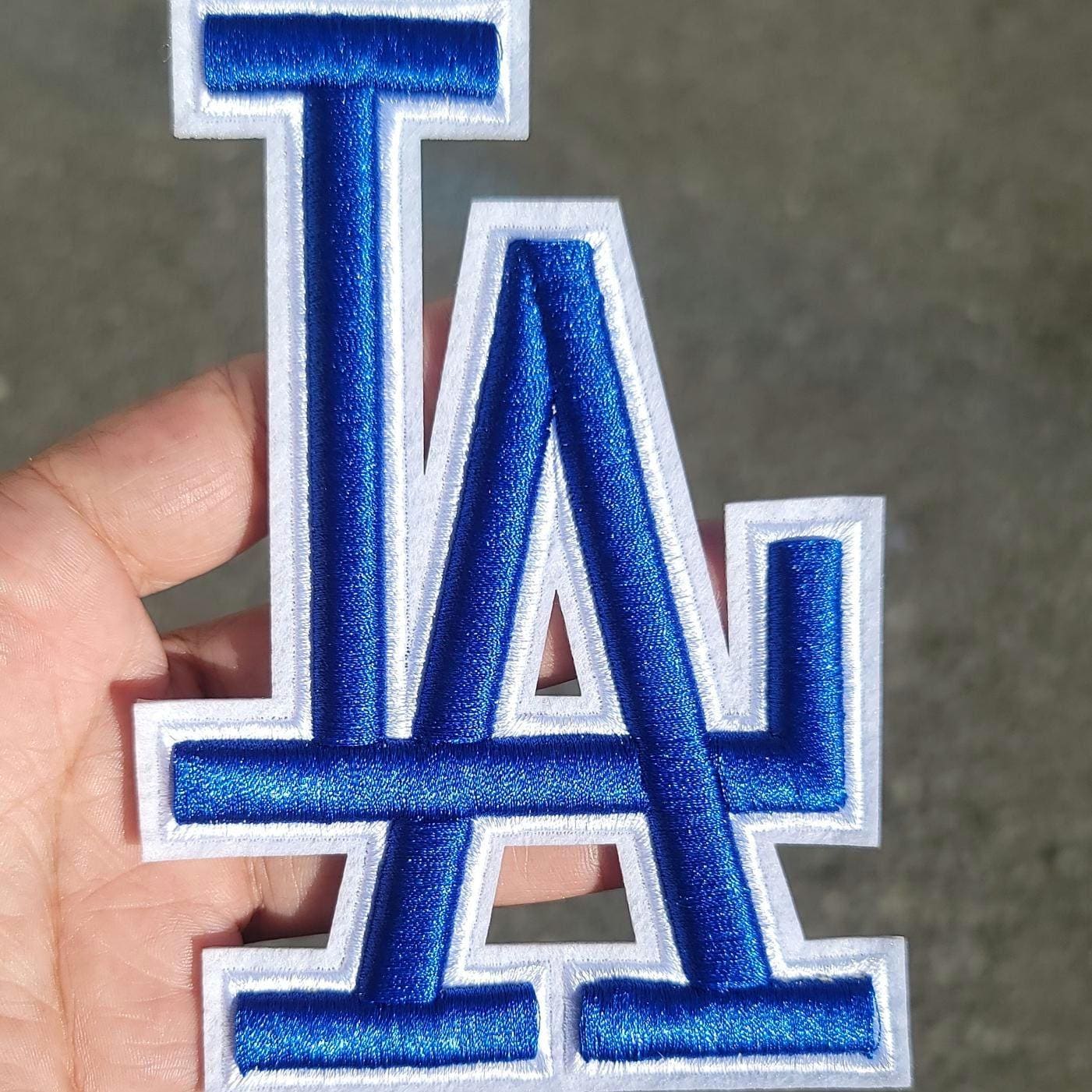 Blue LA Patch – 4x6 Inch Large Iron On Patch | California Vibes | LA Apparel Accessory | West Coast Stitch-On
