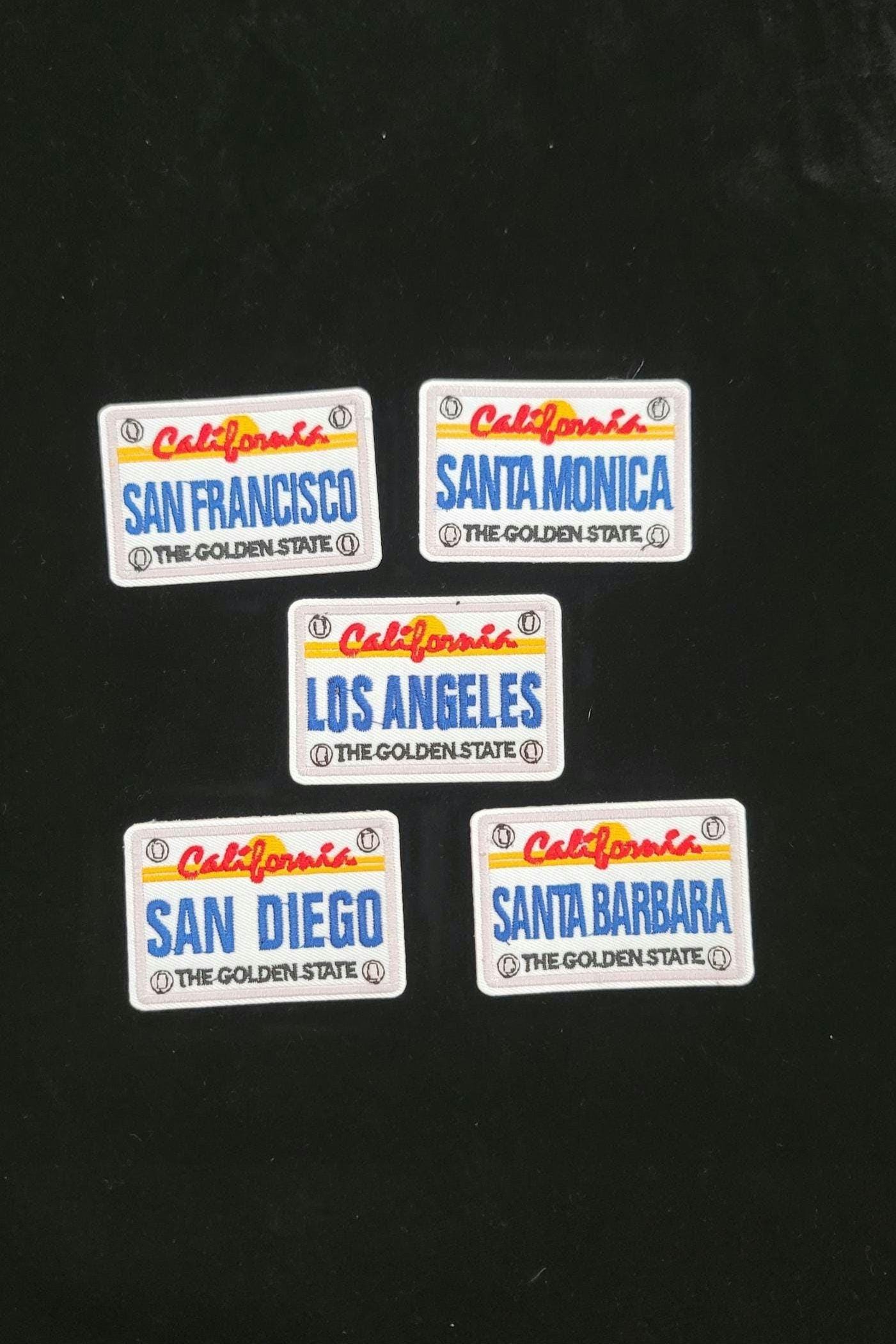 California License Plate Patch Set – Los Angeles, San Francisco, San Diego, Santa Monica, Santa Barbara – The Golden State Embroidered Souve