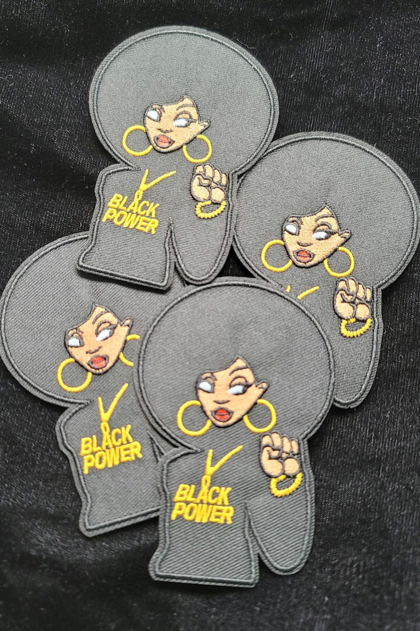 Black Power Afro Fist Women Iron On Patch